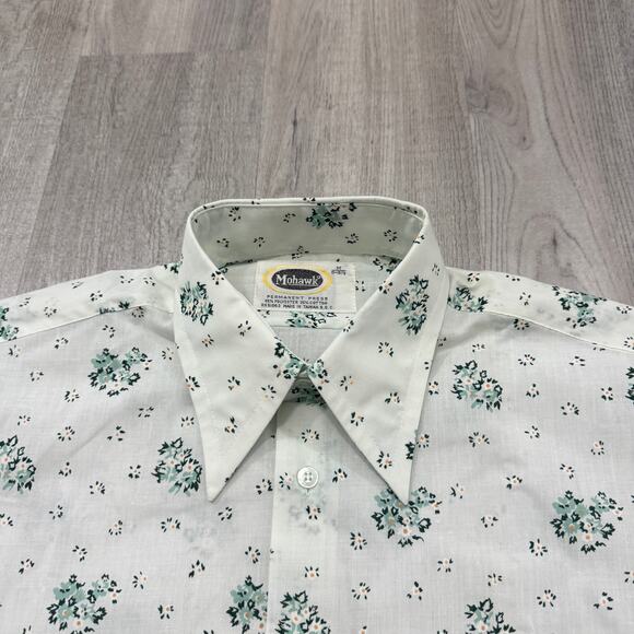 Vintage Mohawk Floral Short Sleeve Button Shirt Men's Medium Flower 60s Preppy - Picture 1 of 7